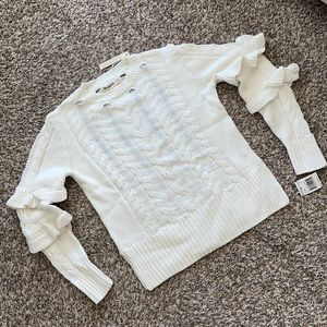 Ruffle cable knit sweater